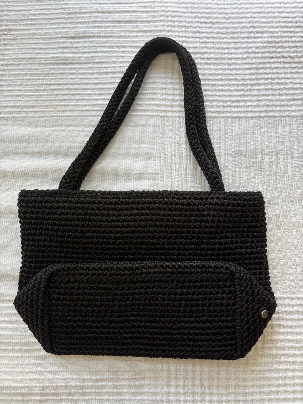 The Sak Black Crochet Tote with Braided Straps
